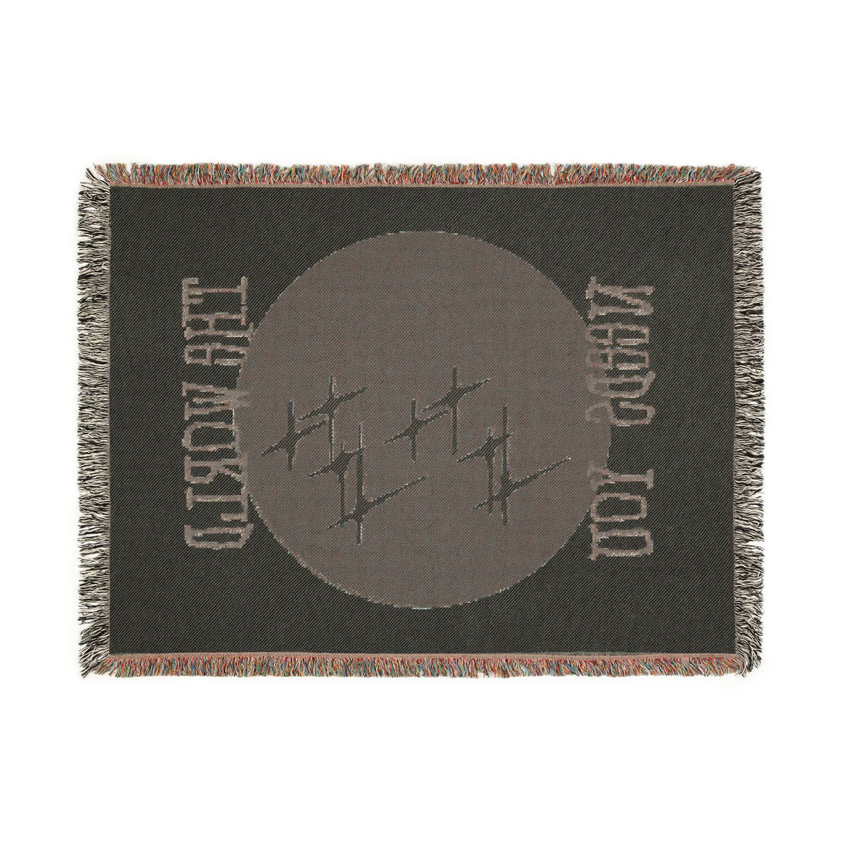 The World Needs You Woven Throw Blanket – Cream & Maroon
