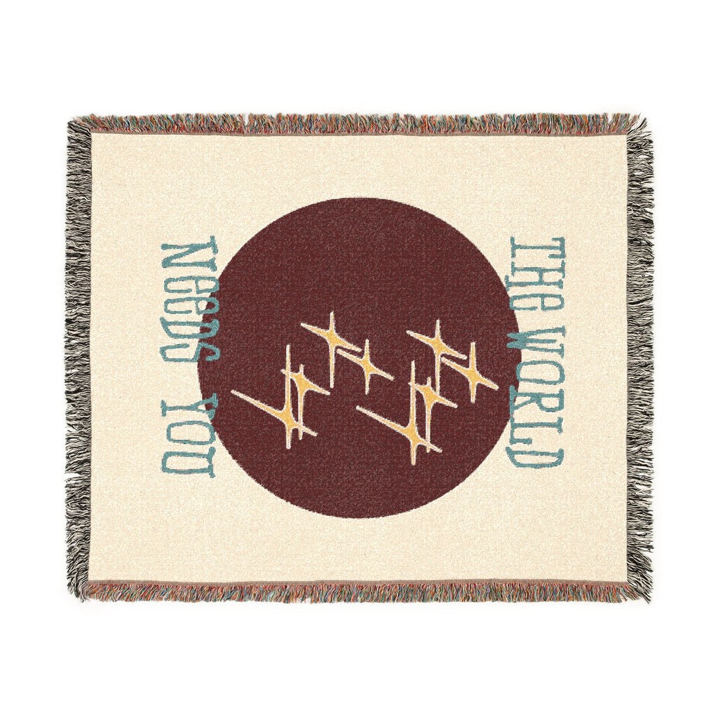 The World Needs You Woven Throw Blanket – Cream & Maroon