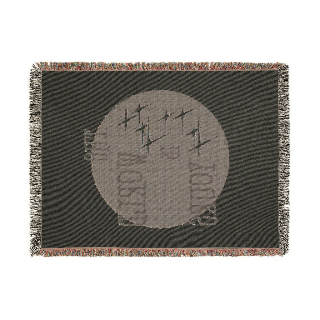 The World Is Yours Woven Throw Blanket – Cream & Blue
