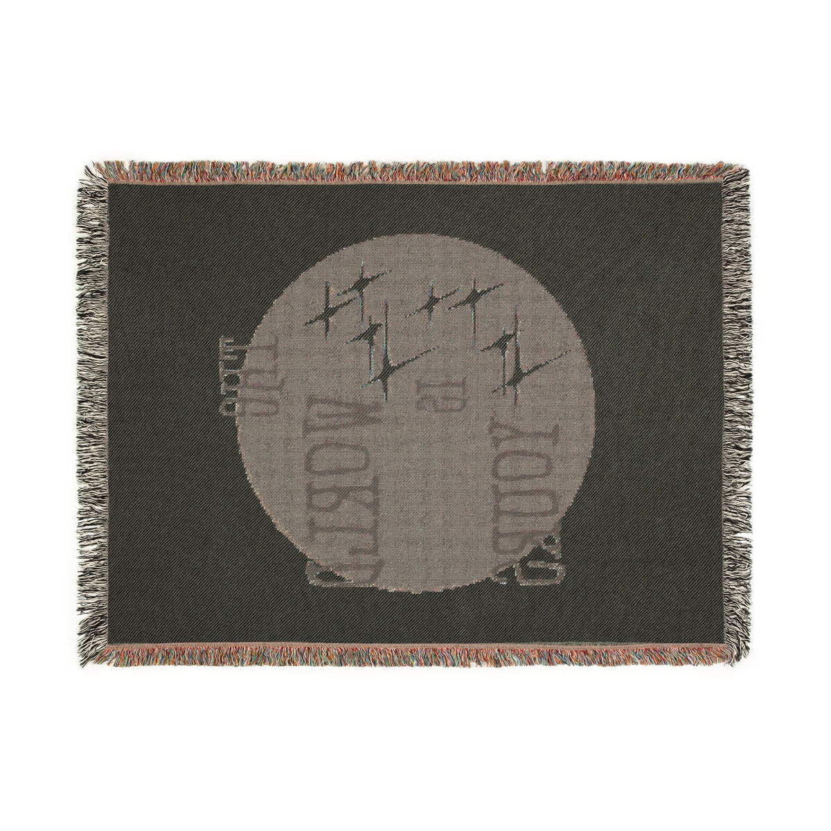 The World Is Yours Woven Throw Blanket – Cream & Blue