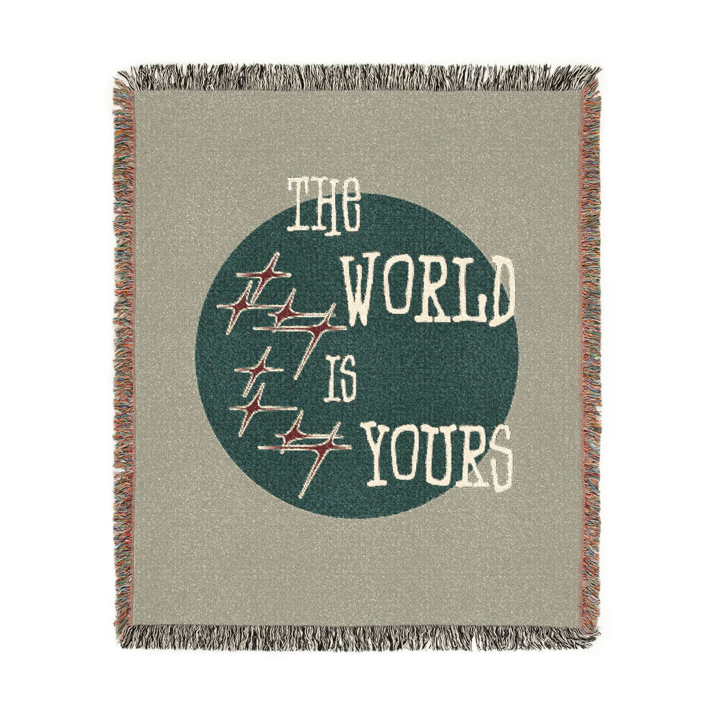 The World Is Yours Woven Throw Blanket – Sage & Green