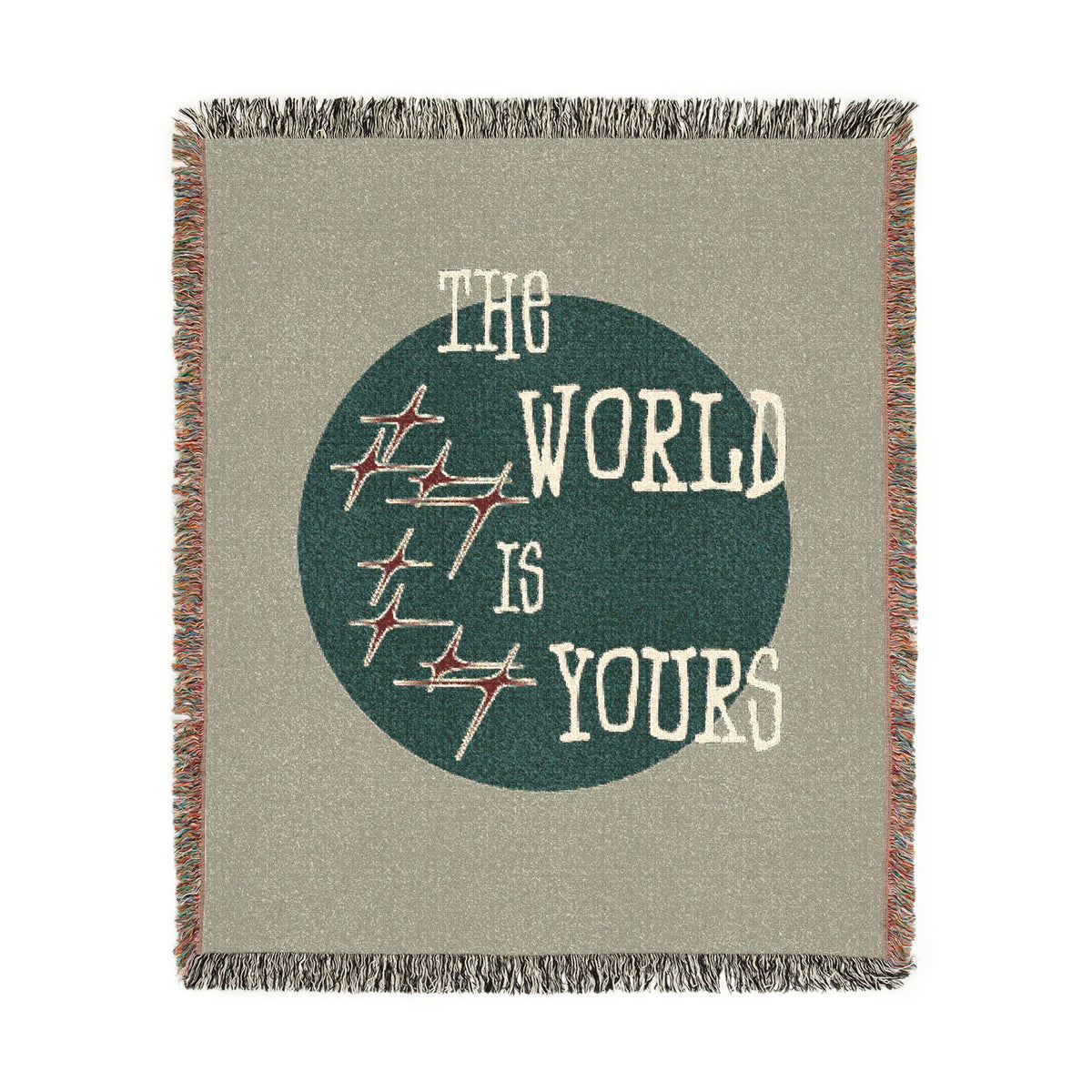 The World Is Yours Woven Throw Blanket – Sage & Green