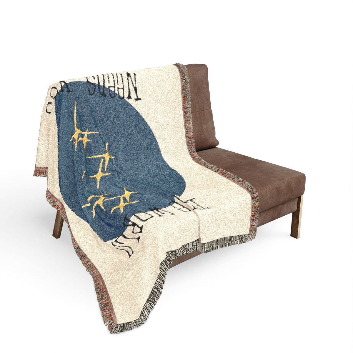 The World Needs You Woven Throw Blanket – Cream & Navy