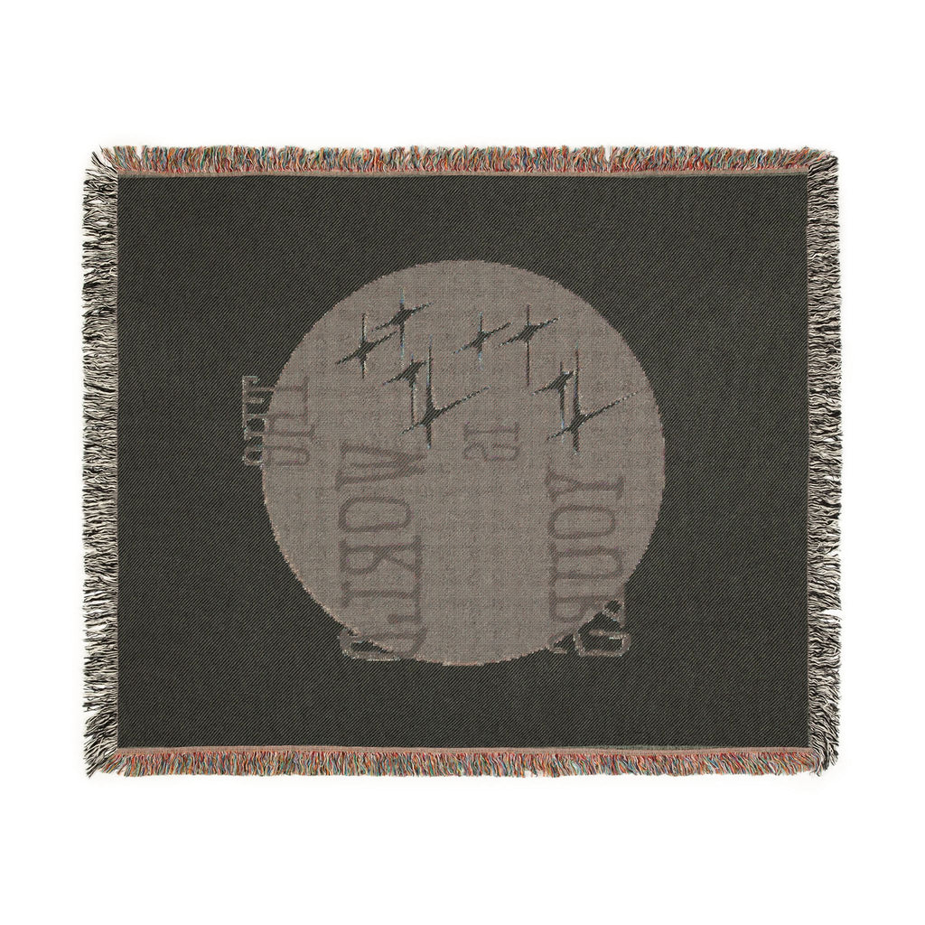 The World Is Yours Woven Throw Blanket – Cream & Blue