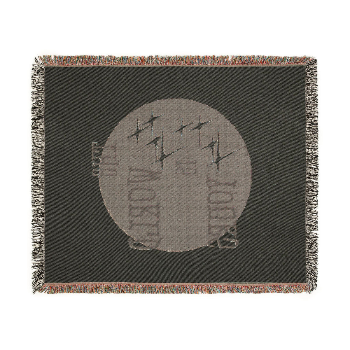 The World Is Yours Woven Throw Blanket – Cream & Blue