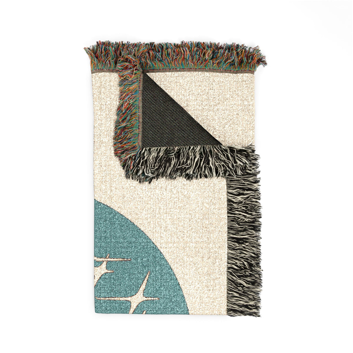 The World Is Yours Woven Throw Blanket – Cream & Blue