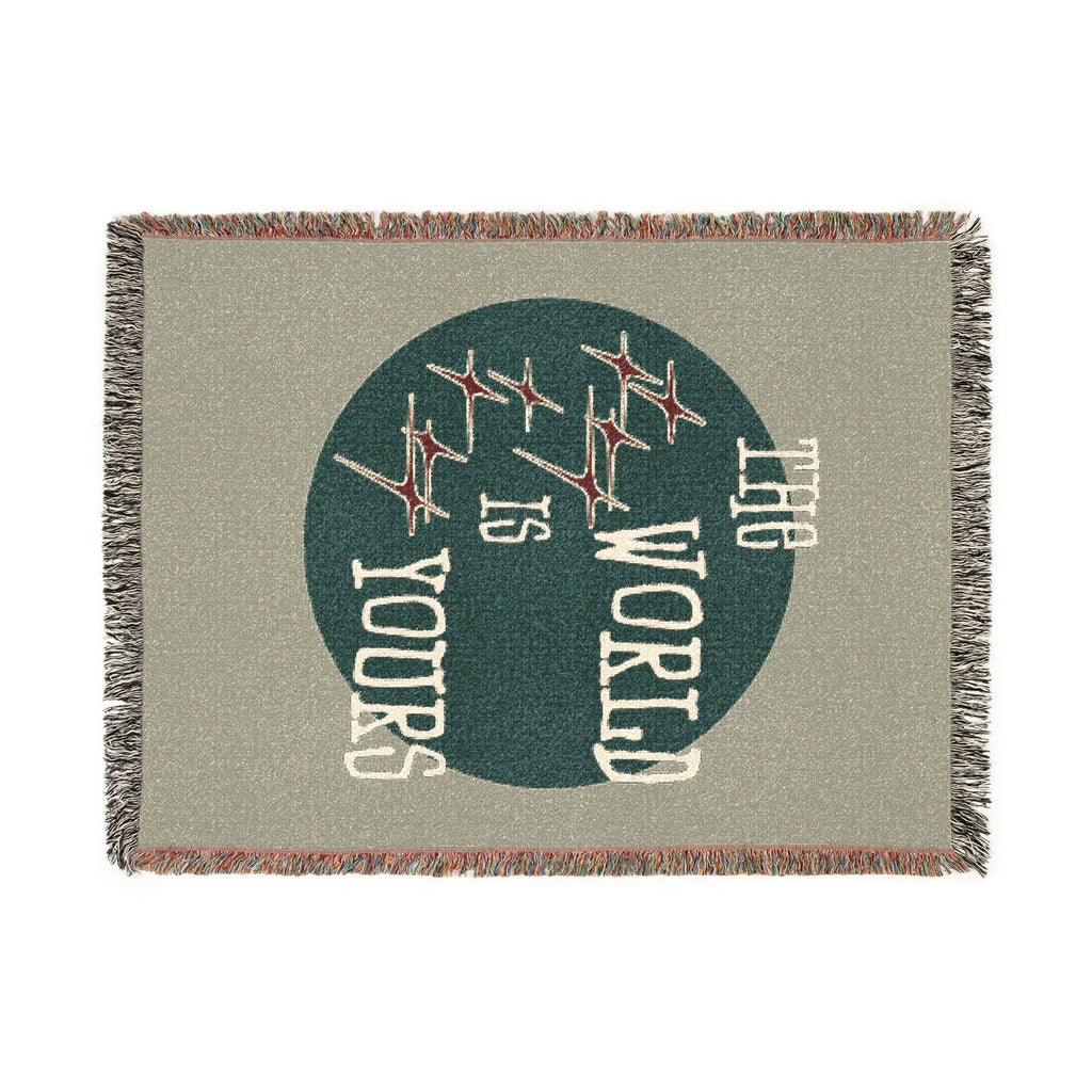 The World Is Yours Woven Throw Blanket – Sage & Green