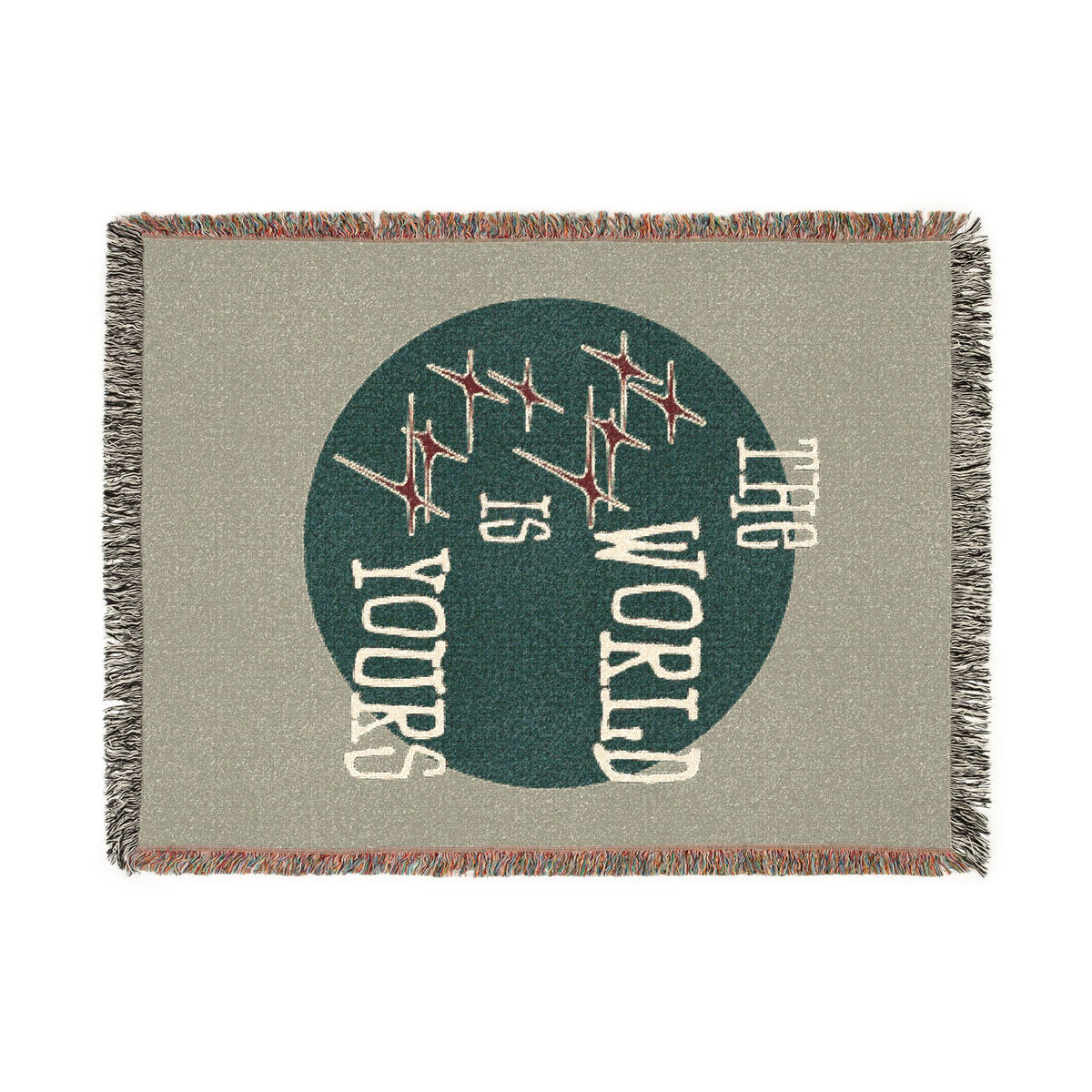 The World Is Yours Woven Throw Blanket – Sage & Green