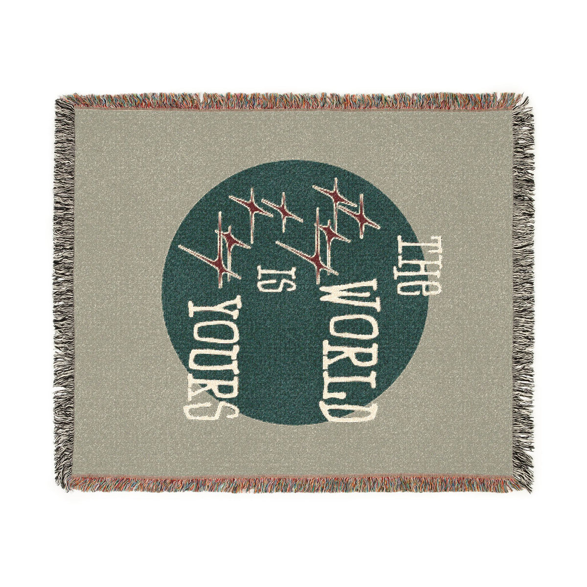 The World Is Yours Woven Throw Blanket – Sage & Green