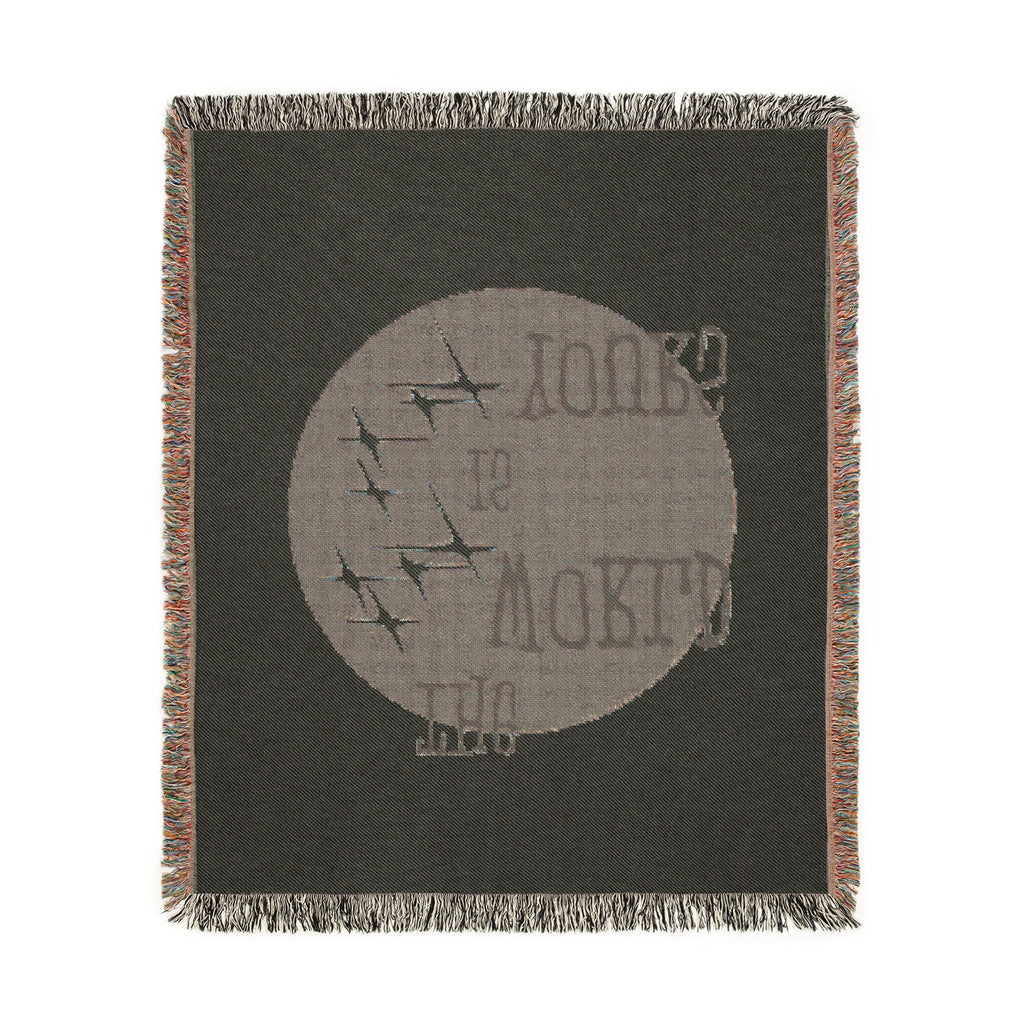 The World Is Yours Woven Throw Blanket – Cream & Blue