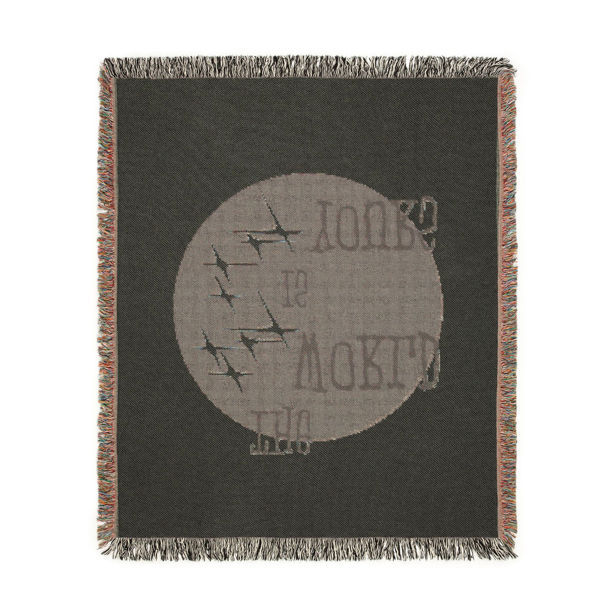 The World Is Yours Woven Throw Blanket – Cream & Blue