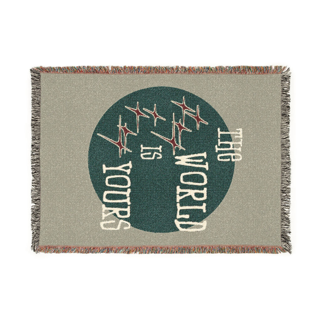 The World Is Yours Woven Throw Blanket – Sage & Green