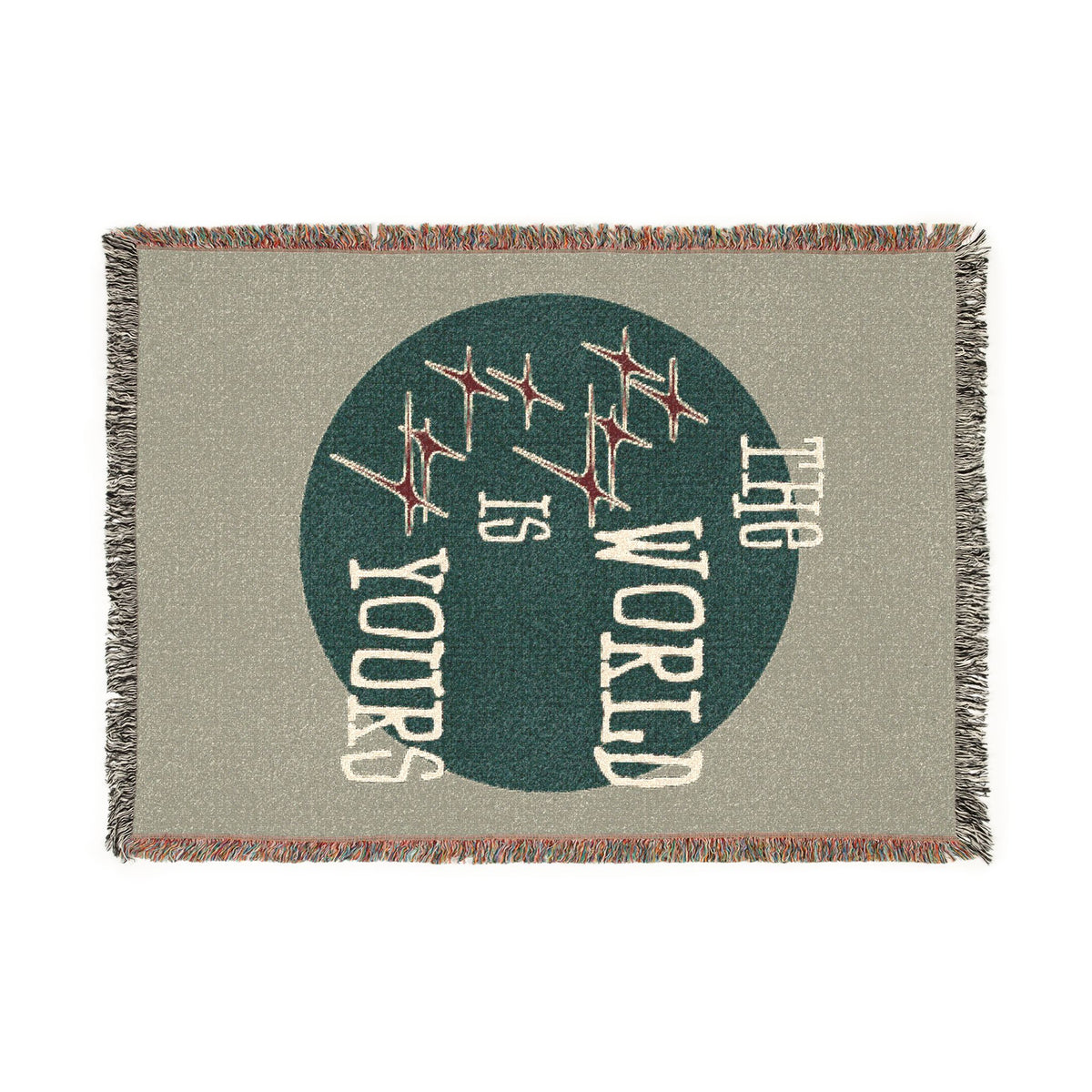 The World Is Yours Woven Throw Blanket – Sage & Green