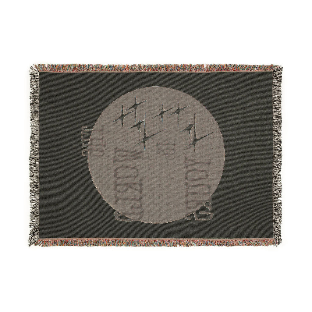 The World Is Yours Woven Throw Blanket – Cream & Blue