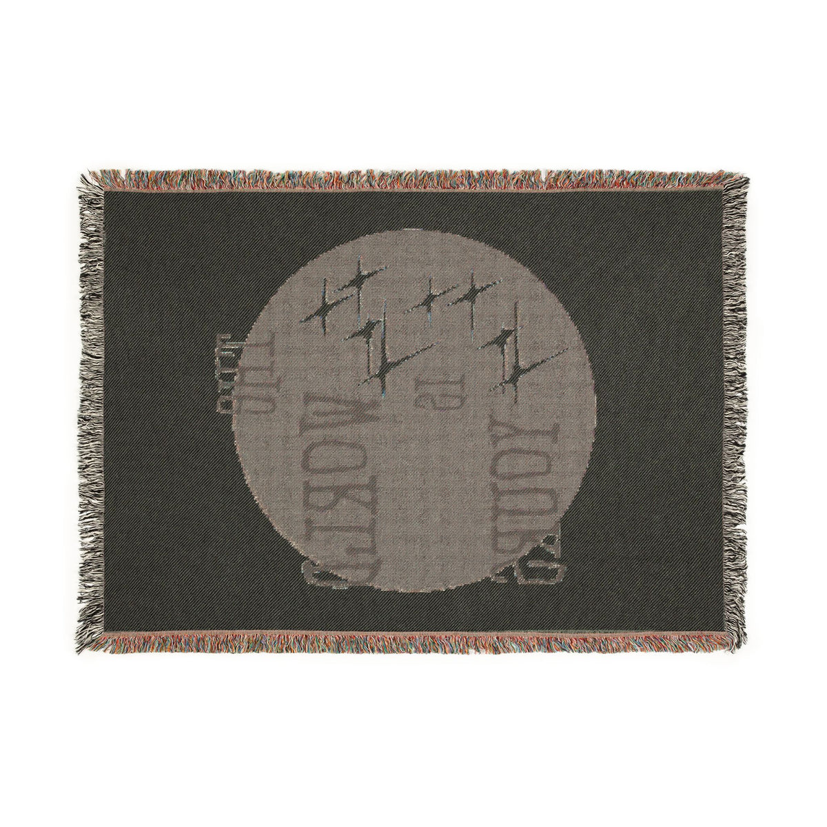 The World Is Yours Woven Throw Blanket – Cream & Blue