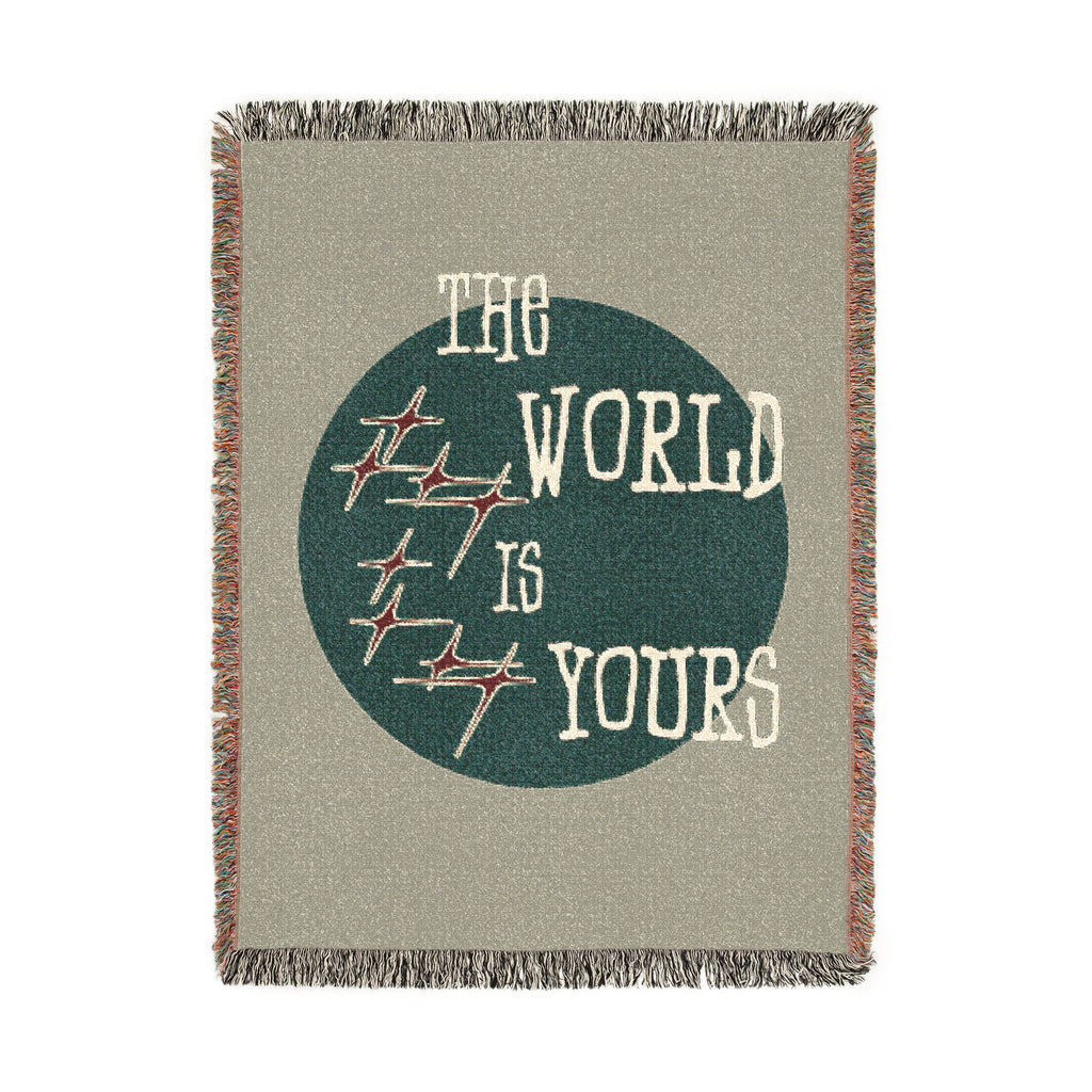 The World Is Yours Woven Throw Blanket – Sage & Green