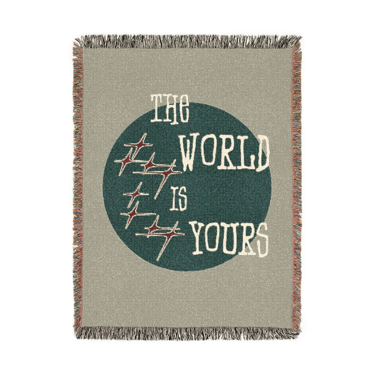 The World Is Yours Woven Throw Blanket – Sage & Green