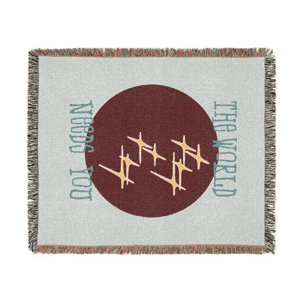The World Needs You Woven Throw Blanket – Blue & Maroon