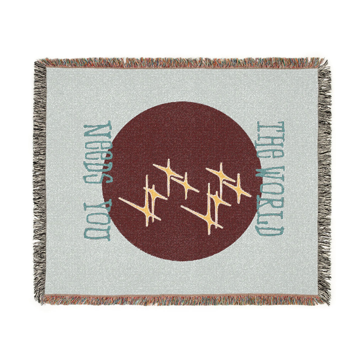The World Needs You Woven Throw Blanket – Blue & Maroon