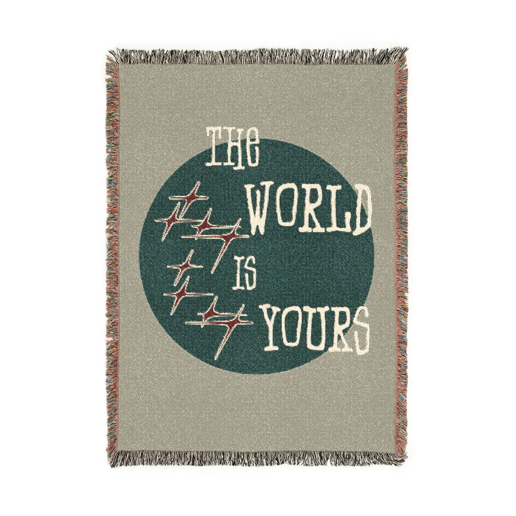 The World Is Yours Woven Throw Blanket – Sage & Green