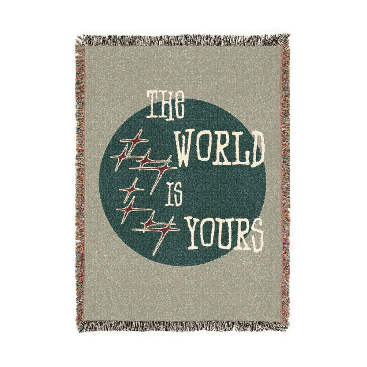 The World Is Yours Woven Throw Blanket – Sage & Green